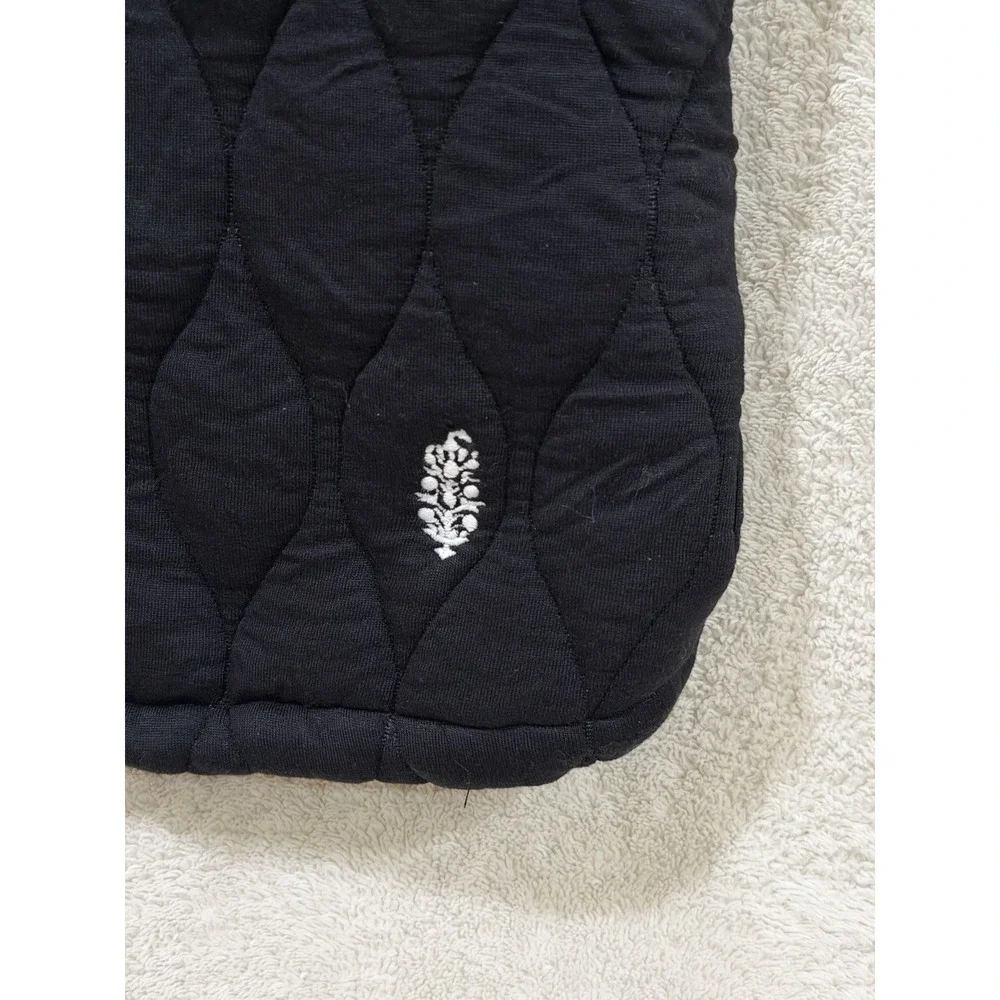 Free People Movement Dream Big Quilted Vest Women's Size Large Black Hooded Soft